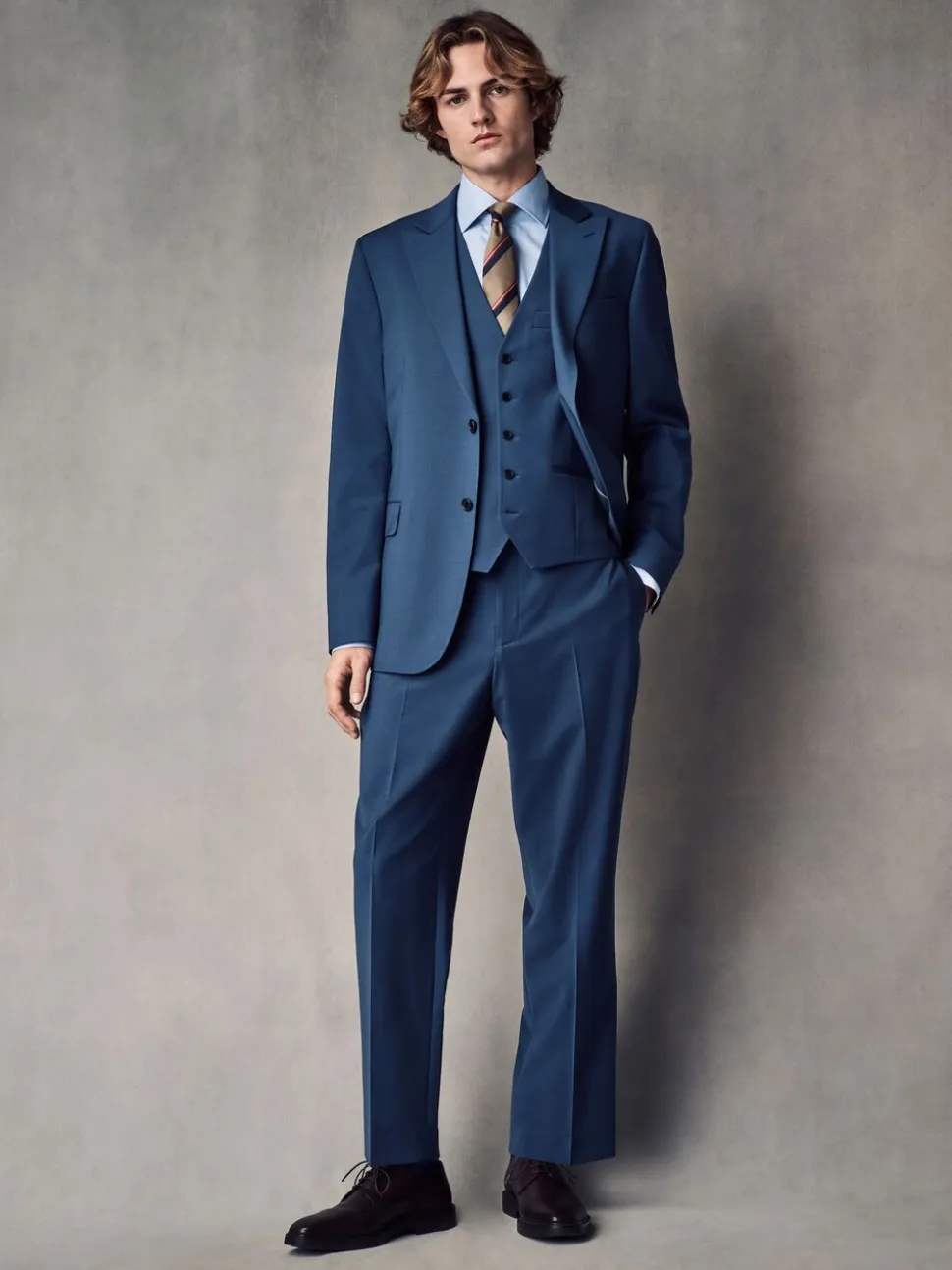 Blue Slim Fit Wool Blend Motionflex Suit Trousers