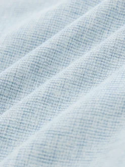 Blue Standard Collar Cotton Linen Blend Short Sleeve Shirt