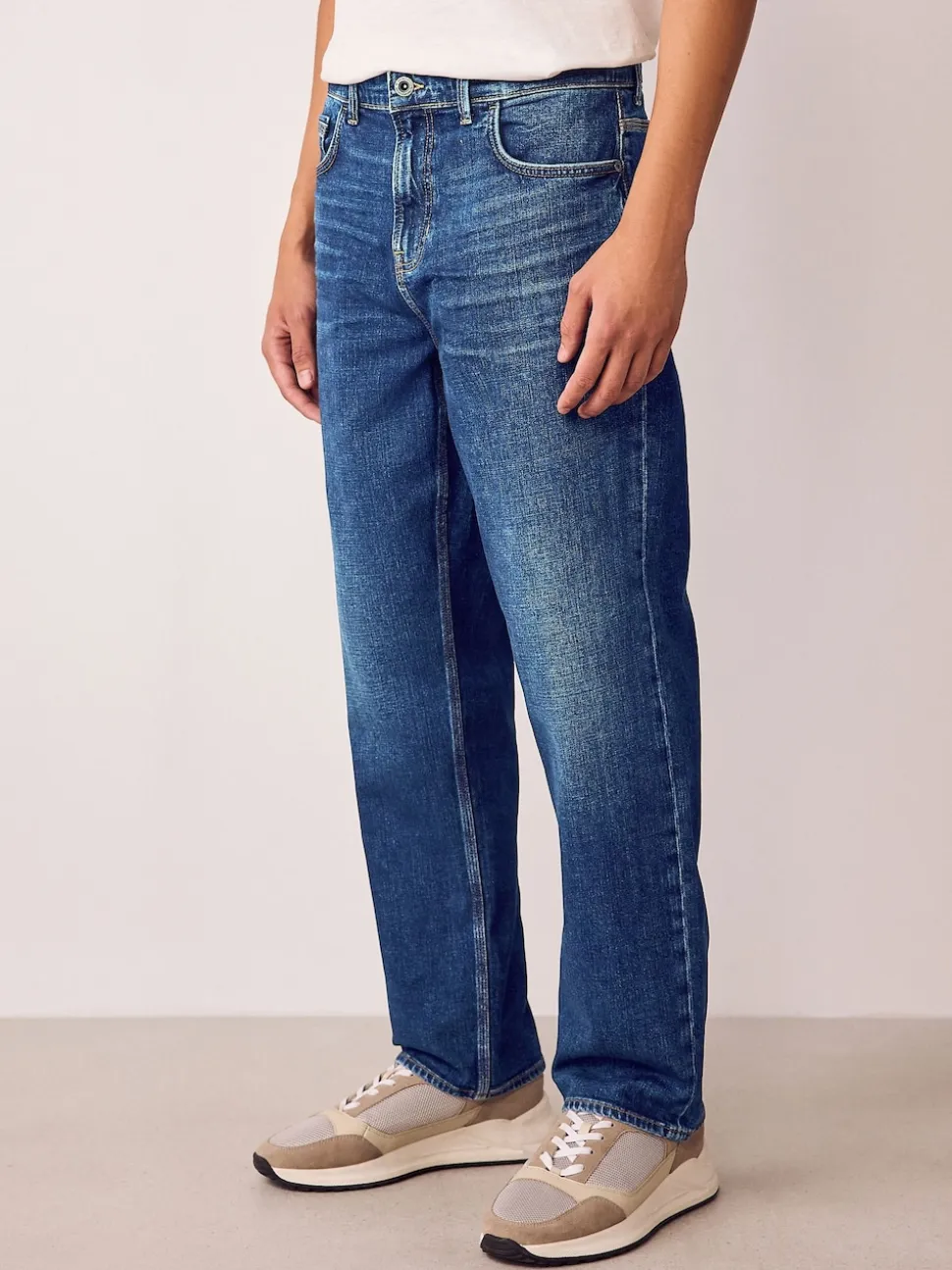 Blue Straight Fit Authentic Stretch Denim Jeans