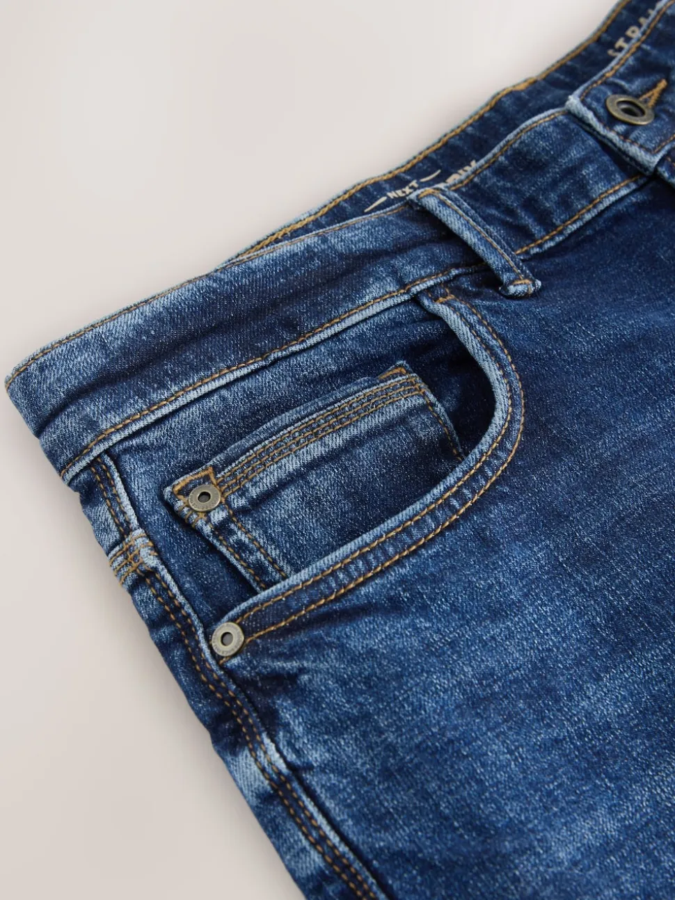 Blue Straight Fit Authentic Stretch Denim Jeans