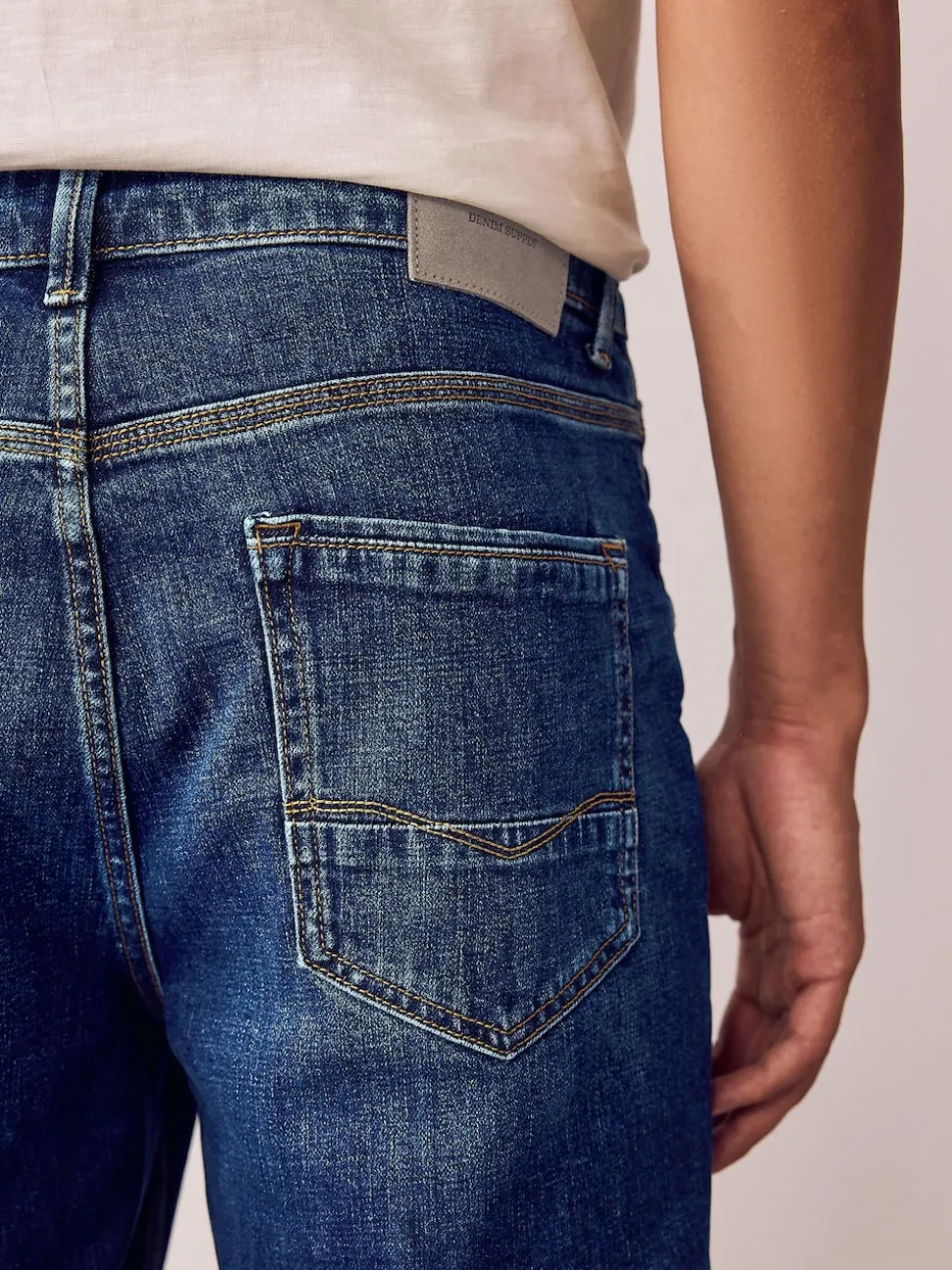 Blue Straight Fit Authentic Stretch Denim Jeans