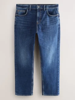 Blue Straight Fit Authentic Stretch Denim Jeans