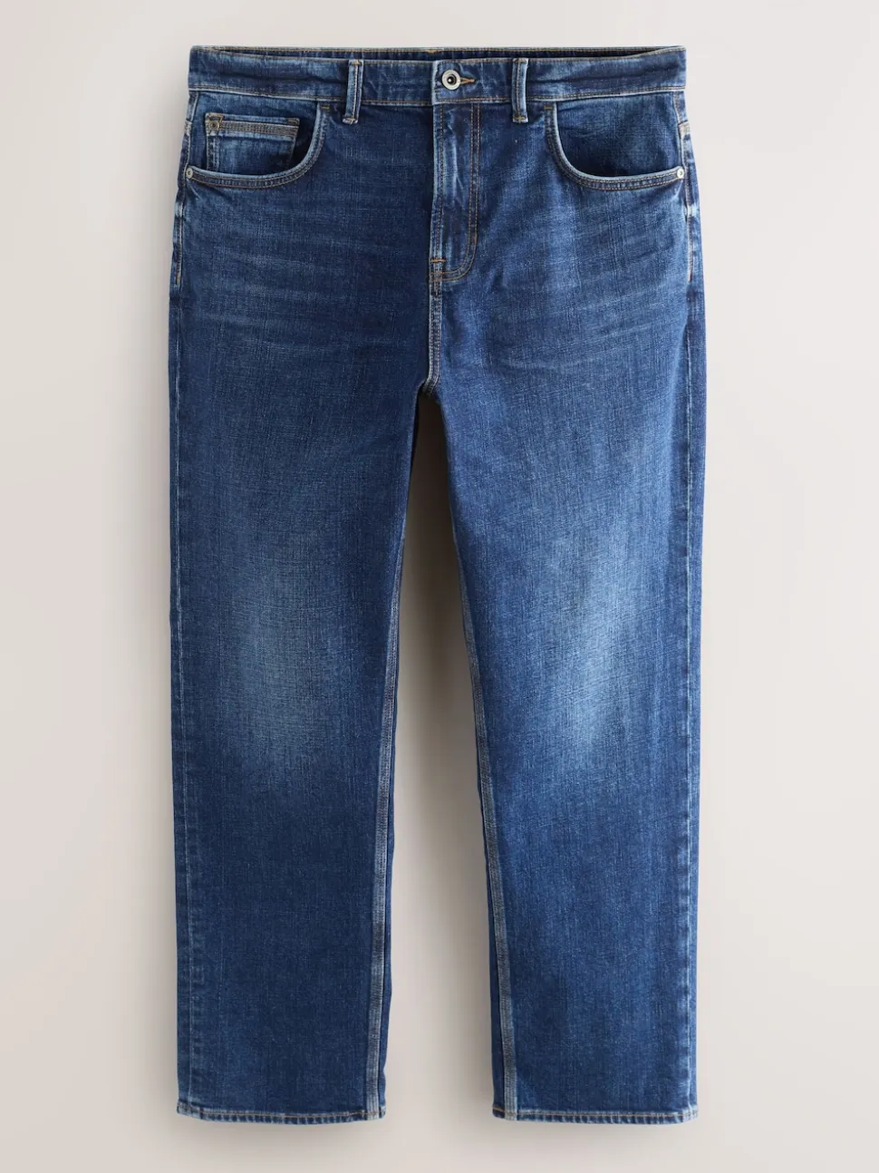 Blue Straight Fit Authentic Stretch Denim Jeans