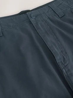Blue Straight Fit Cotton Stretch Cargo Trousers