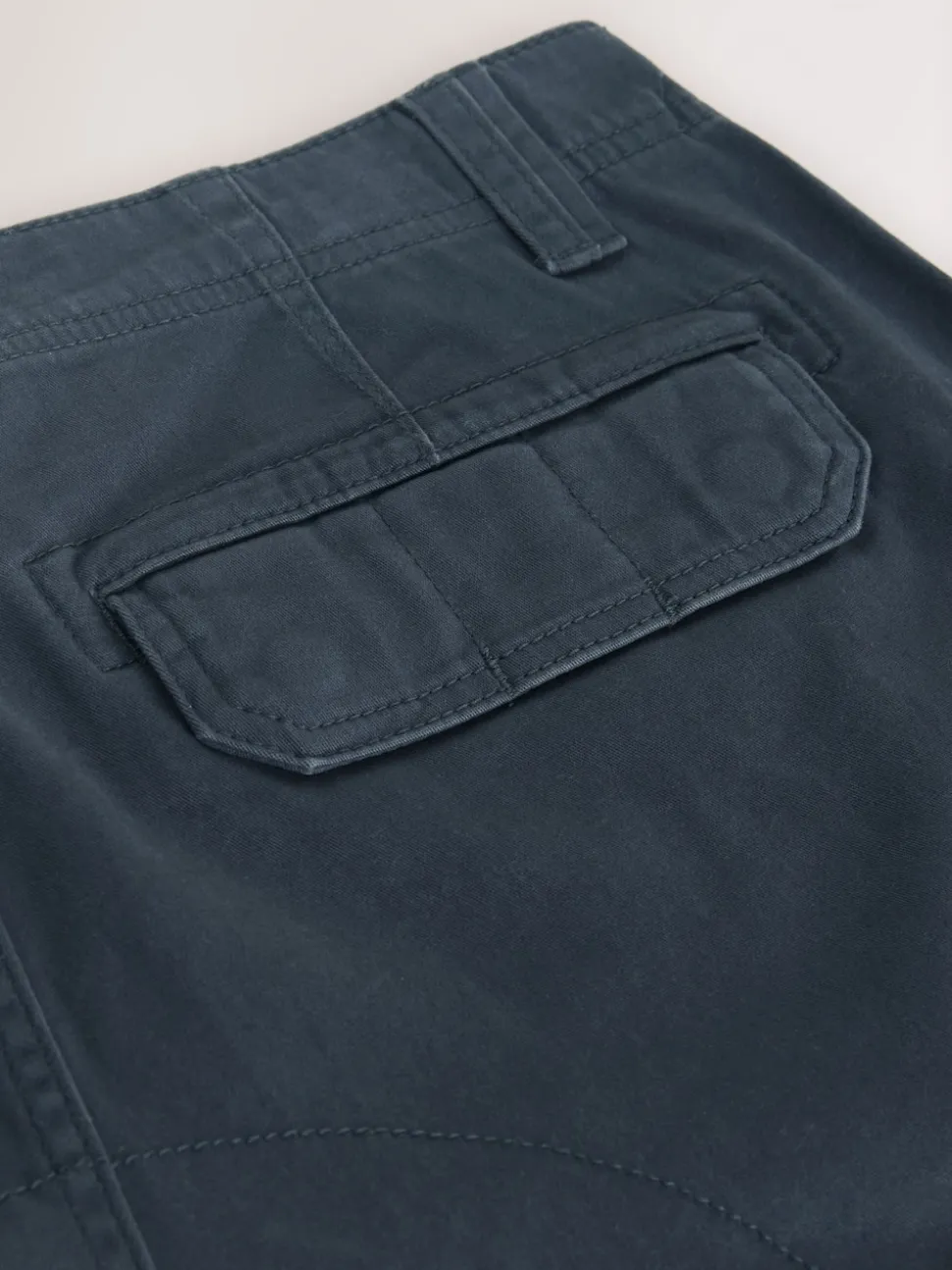 Blue Straight Fit Cotton Stretch Cargo Trousers