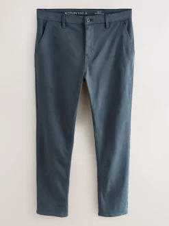 Blue Straight Fit Motionflex Chino Trousers