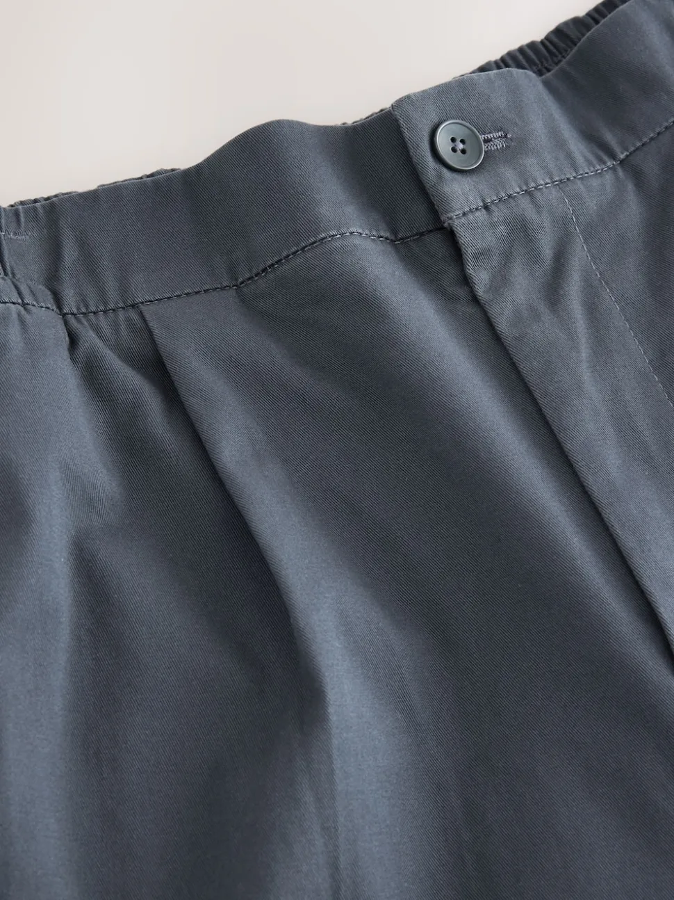 Blue Straight Fit Pleated Stretch Chinos Trousers With Elasticated Waist