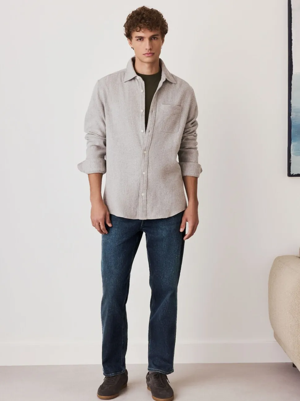Blue Straight Fit Premium Crosshatch Denim Jeans