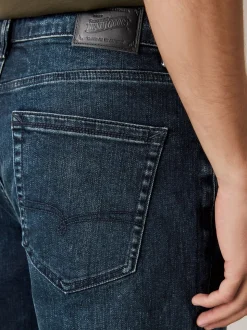 Blue Straight Fit Premium Crosshatch Denim Jeans