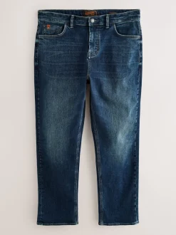Blue Straight Fit Premium Crosshatch Denim Jeans