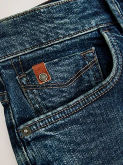 Blue Straight Fit Premium Crosshatch Denim Jeans