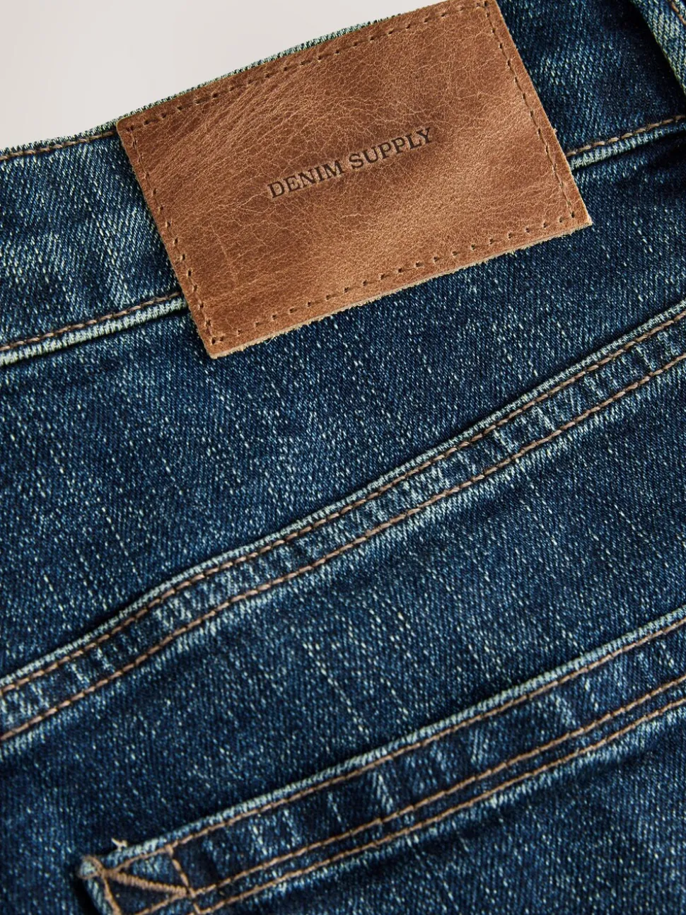 Blue Straight Fit Premium Crosshatch Denim Jeans