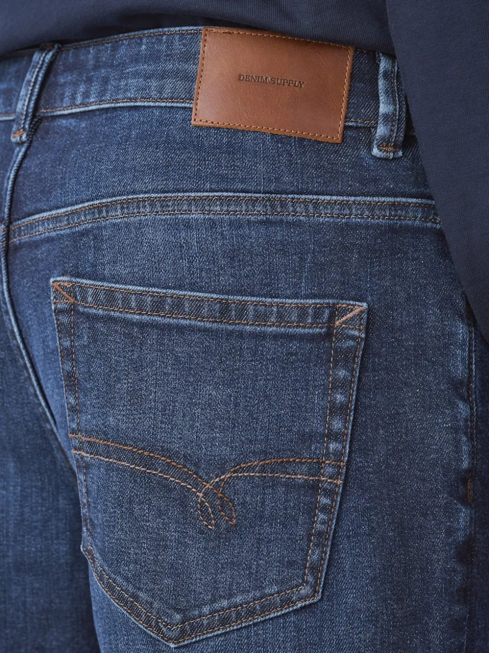 Blue Straight Fit Signature Brushed Cosy Check Denim Jeans