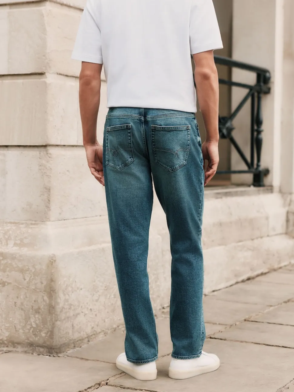 Blue Straight Fit Signature Brushed Cosy Denim Jeans With Wool