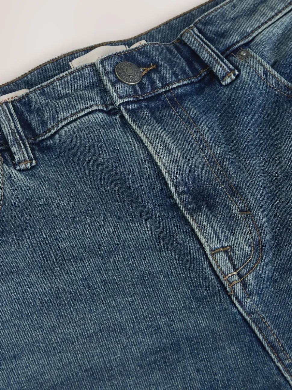 Blue Straight Fit Signature Brushed Cosy Denim Jeans With Wool