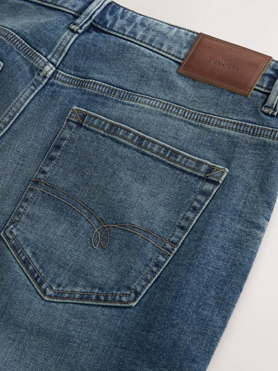 Blue Straight Fit Signature Brushed Cosy Denim Jeans With Wool