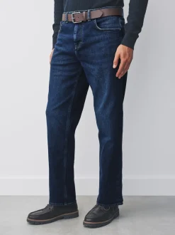 Blue Straight Fit Signature Belted Jeans