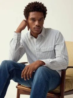 Blue Stripe Seersucker Long Sleeve Shirt