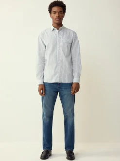 Blue Stripe Seersucker Long Sleeve Shirt