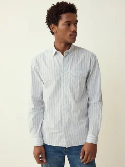 Blue Stripe Seersucker Long Sleeve Shirt