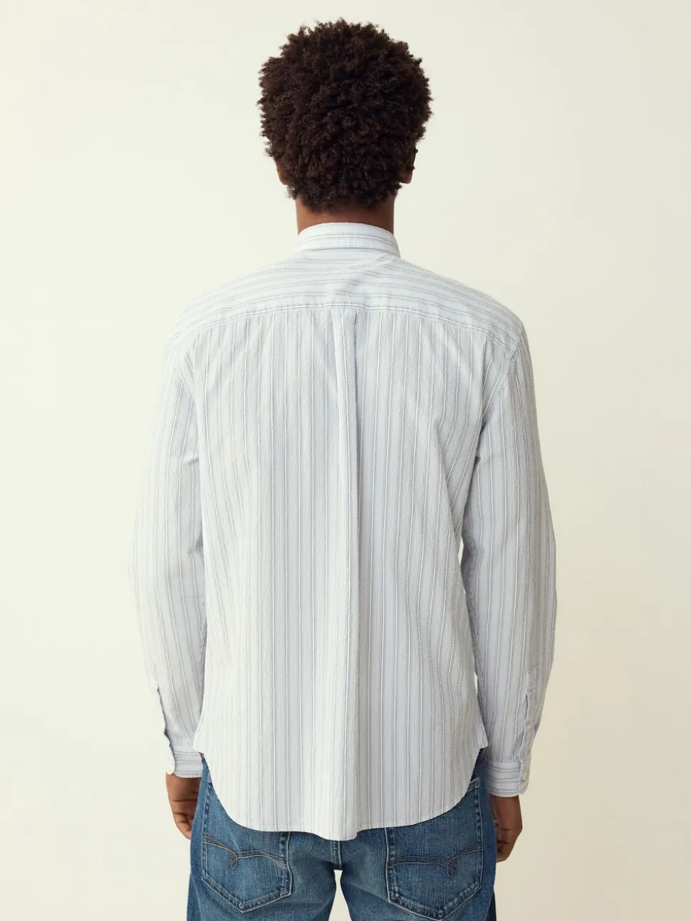 Blue Stripe Seersucker Long Sleeve Shirt