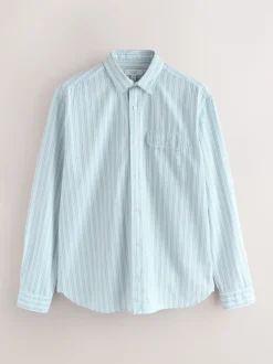 Blue Stripe Seersucker Long Sleeve Shirt