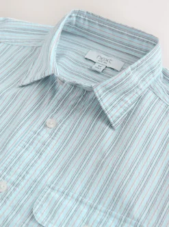 Blue Stripe Seersucker Long Sleeve Shirt