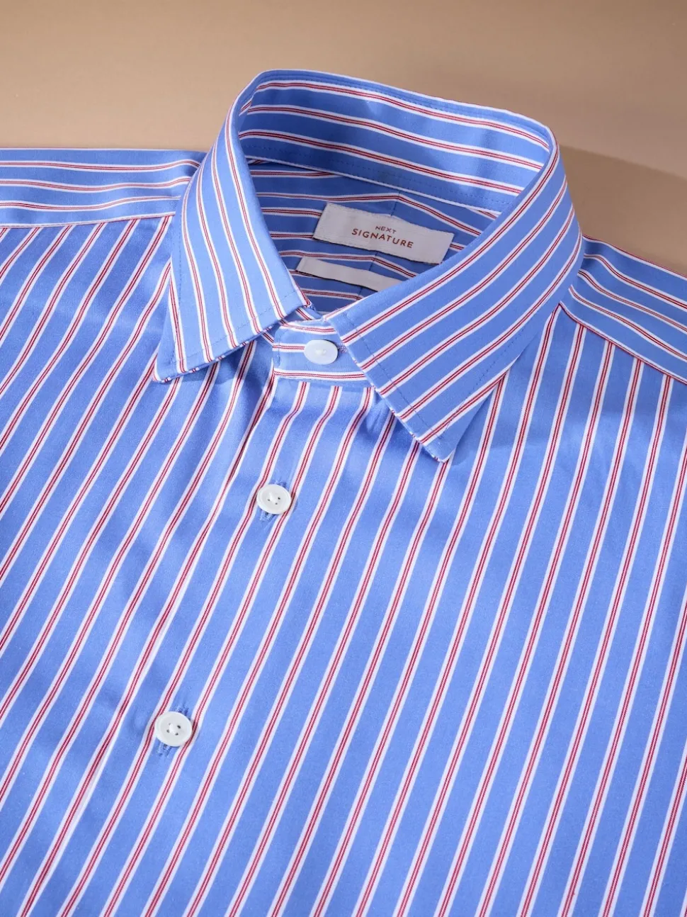 Blue Stripe Slim Fit 100% Cotton Signature Single Cuff Shirt