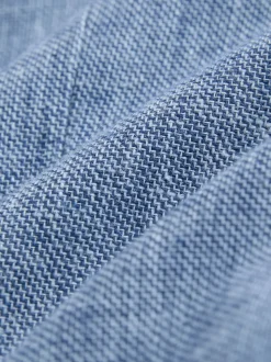 Blue Tailored Fit Linen Blend Texture Suit Jacket