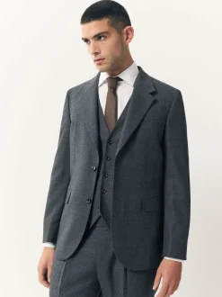 Blue Tailored Fit Merino Wool Blend Suit Jacket