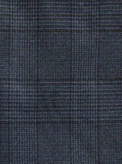 Blue Tailored Fit Trimmed Check Suit Trousers
