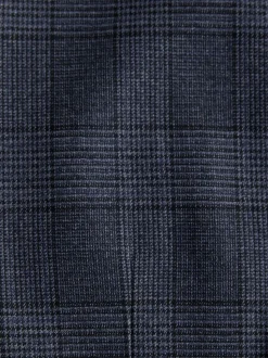 Blue Tailored Fit Trimmed Check Suit Waistcoat