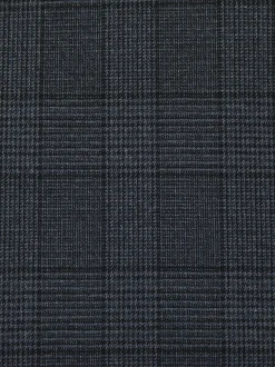 Blue Tailored Fit Trimmed Check Suit Jacket