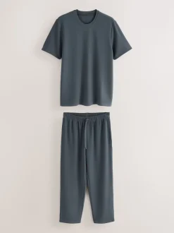 Blue TENCEL™ Modal Blend Short Sleeve Pyjamas Set