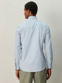 Blue Texture Regular Fit Cotton Rich Long Sleeve Formal Shirt