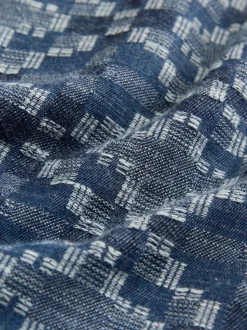 Blue Textured Navajo Style Short Sleeve Shirt