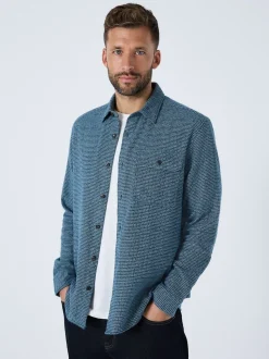 Blue Textured Shacket Overshirt
