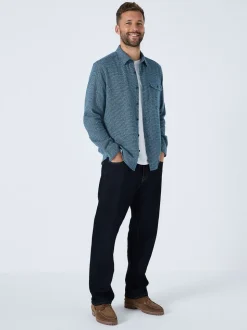 Blue Textured Shacket Overshirt