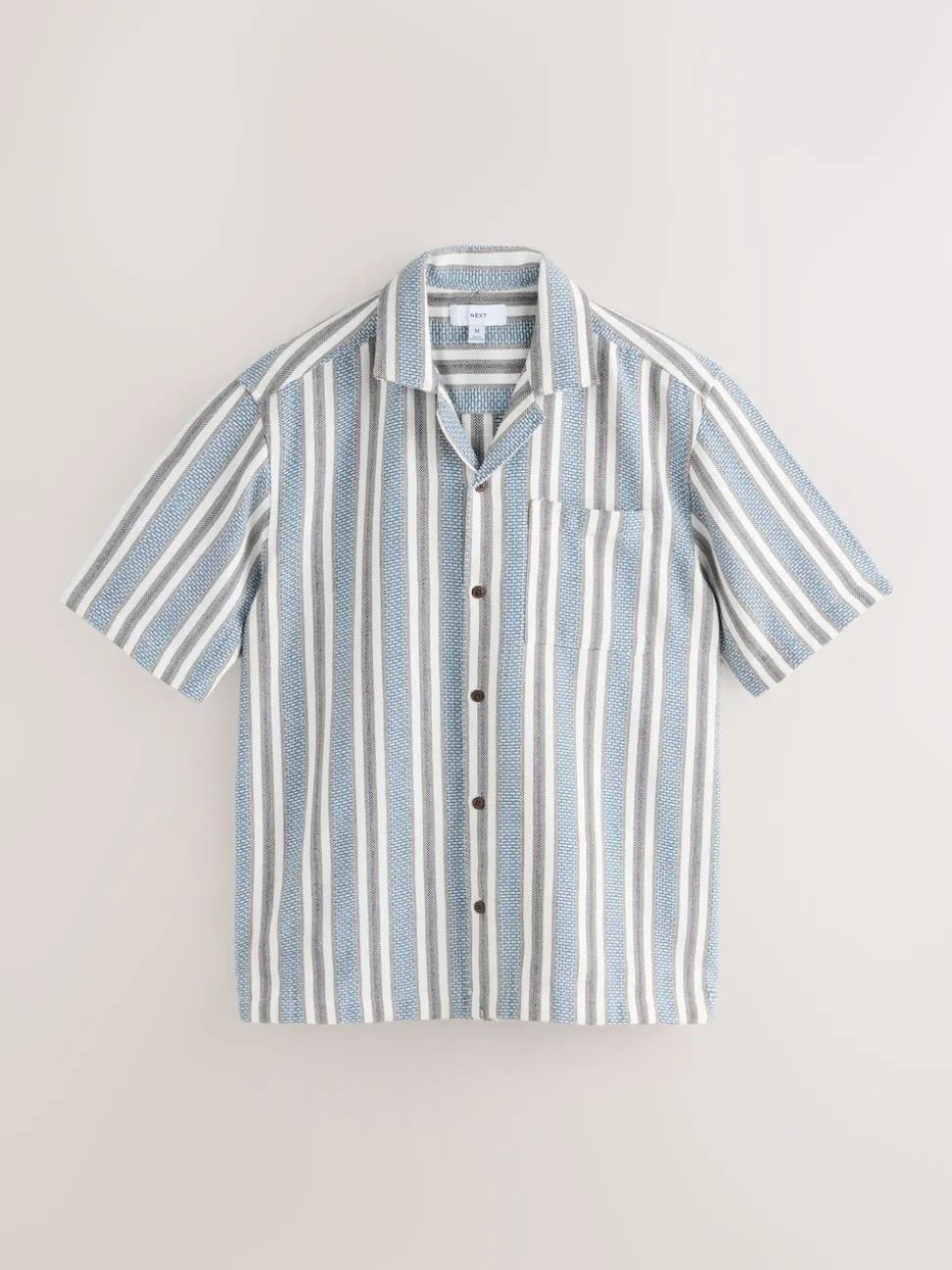 Blue Textured Stripe Short Sleeve Shirt