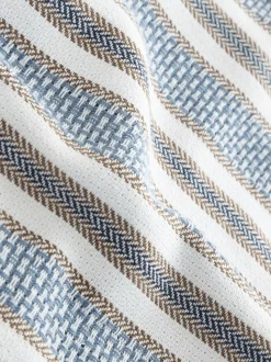 Blue Textured Stripe Short Sleeve Shirt