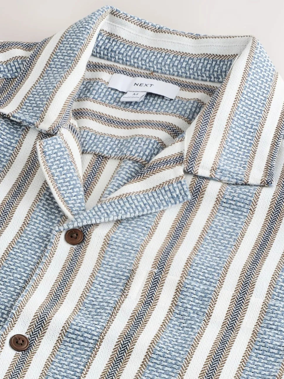 Blue Textured Stripe Short Sleeve Shirt