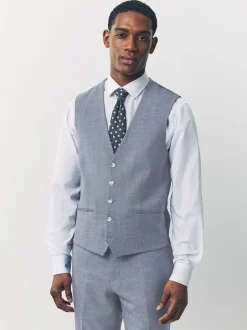 Blue Textured Suit Waistcoat