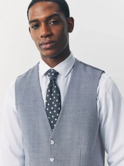 Blue Textured Suit Waistcoat