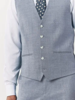 Blue Textured Suit Waistcoat
