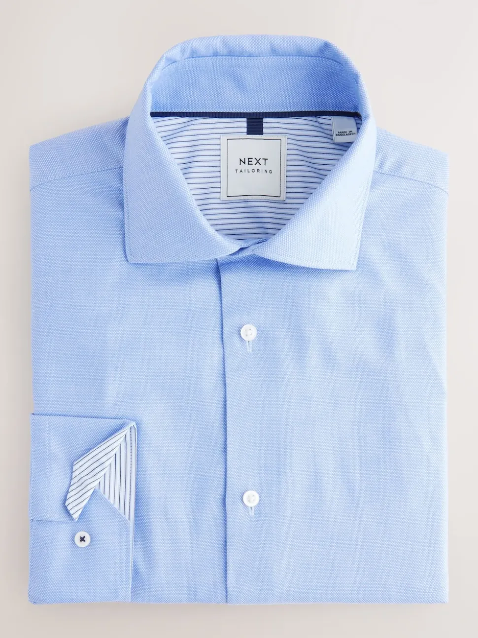 Blue Texture/Stripe Regular Fit Single Cuff Easy Care Smart Shirts 2 Pack