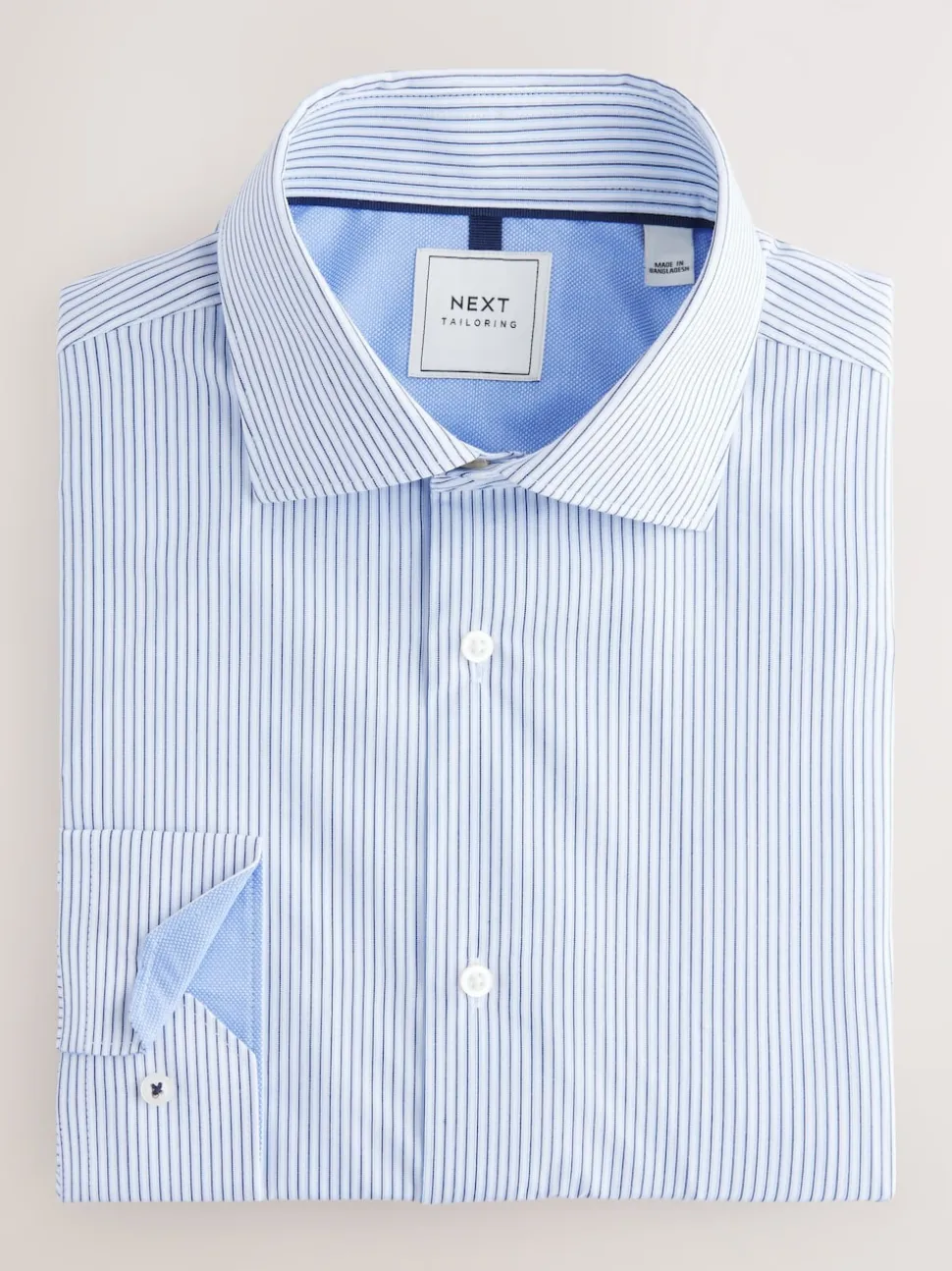 Blue Texture/Stripe Regular Fit Single Cuff Easy Care Smart Shirts 2 Pack