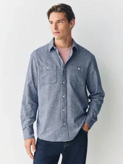 Blue Twin Pocket Long Sleeve Check Shirt