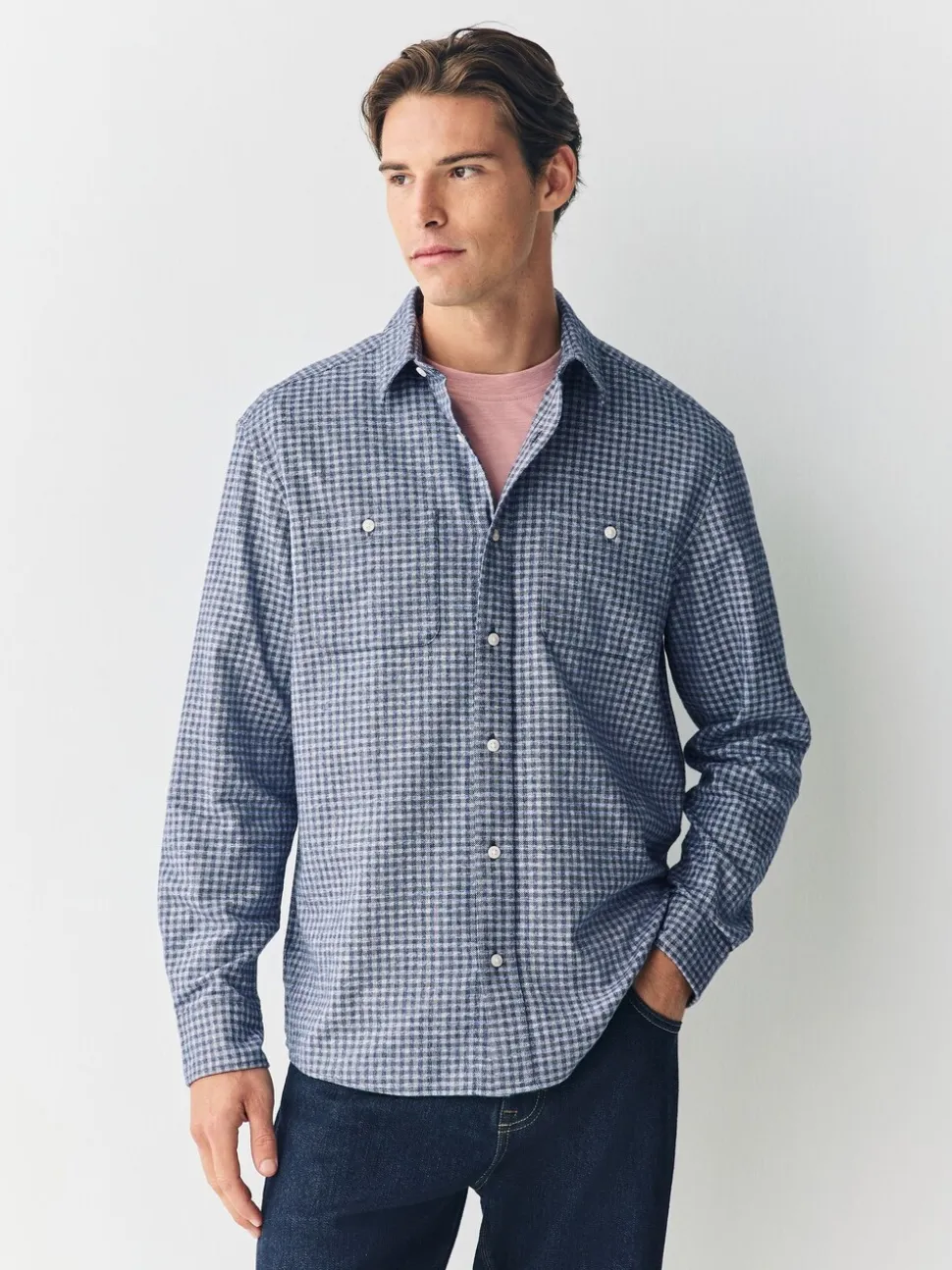 Blue Twin Pocket Long Sleeve Check Shirt