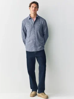 Blue Twin Pocket Long Sleeve Check Shirt