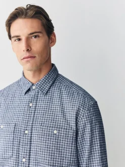 Blue Twin Pocket Long Sleeve Check Shirt